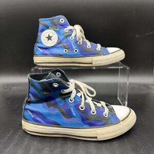 Converse All Star Hi top Chucks Youth Size 1 blue black camo casual school